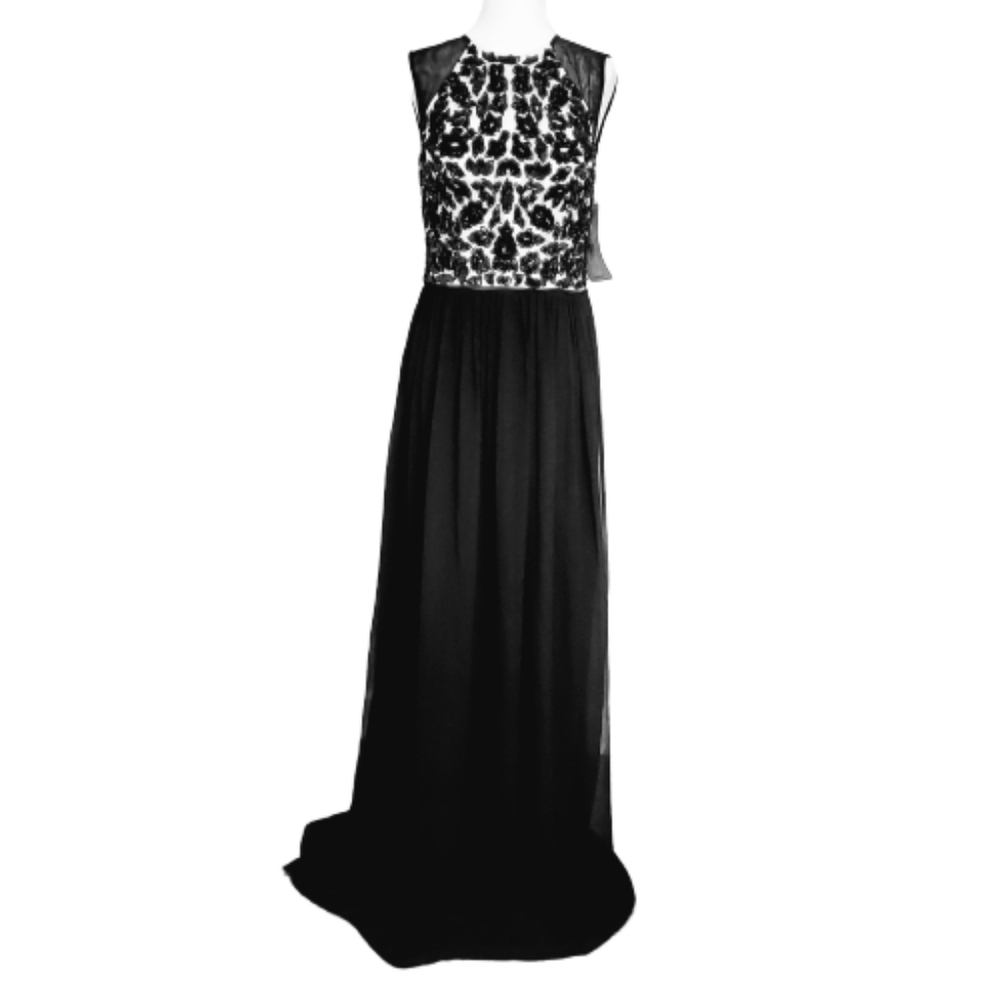 NEW JS Collections Black White Sequin Maxi dress